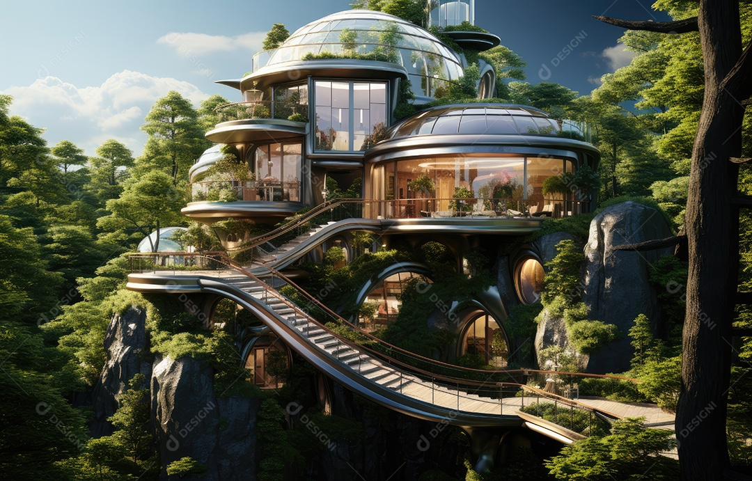 Empresa construindo floresta decorada, empresa verde conceito de carbono zero.