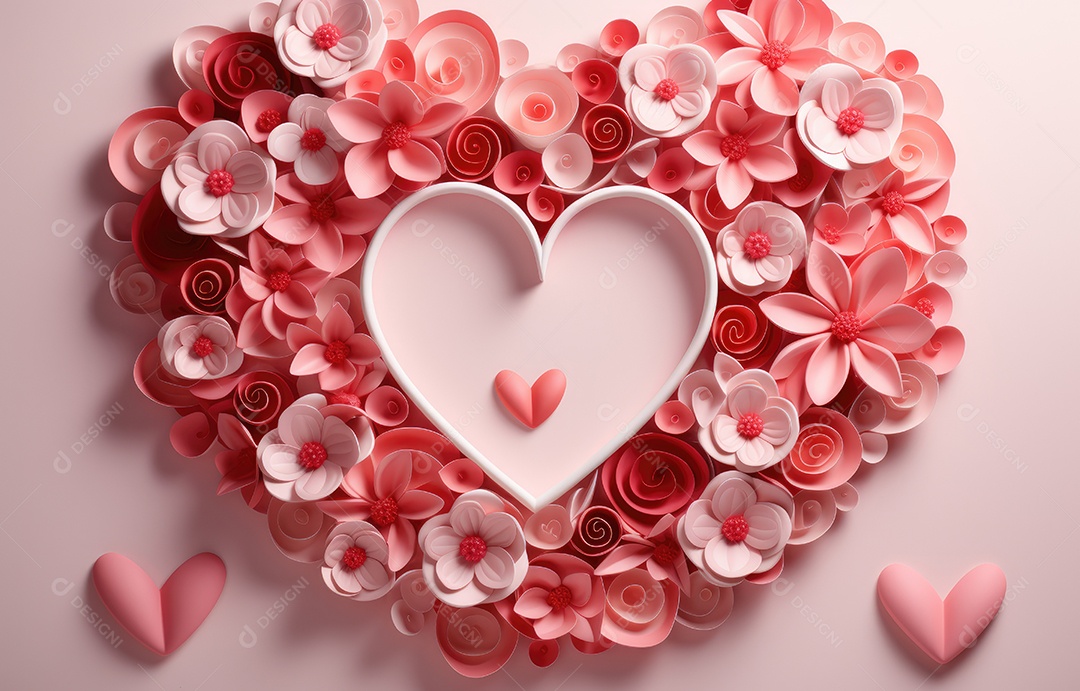 Feliz conceito de dia dos namorados com fundo de estilo de corte de papel em várias camadas. Fundo com corações cortados em papel.