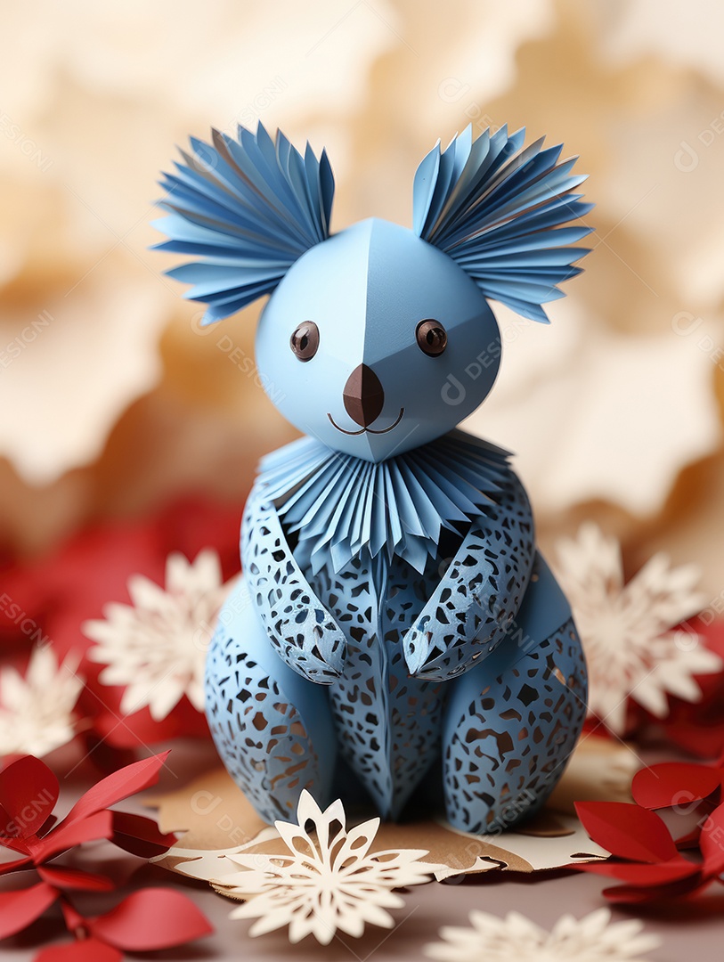 Feliz dia da Austrália com arte artesanal de corte de papel. Ícone do canguru da Austrália, coala. Conceito de design do dia da Austrália.