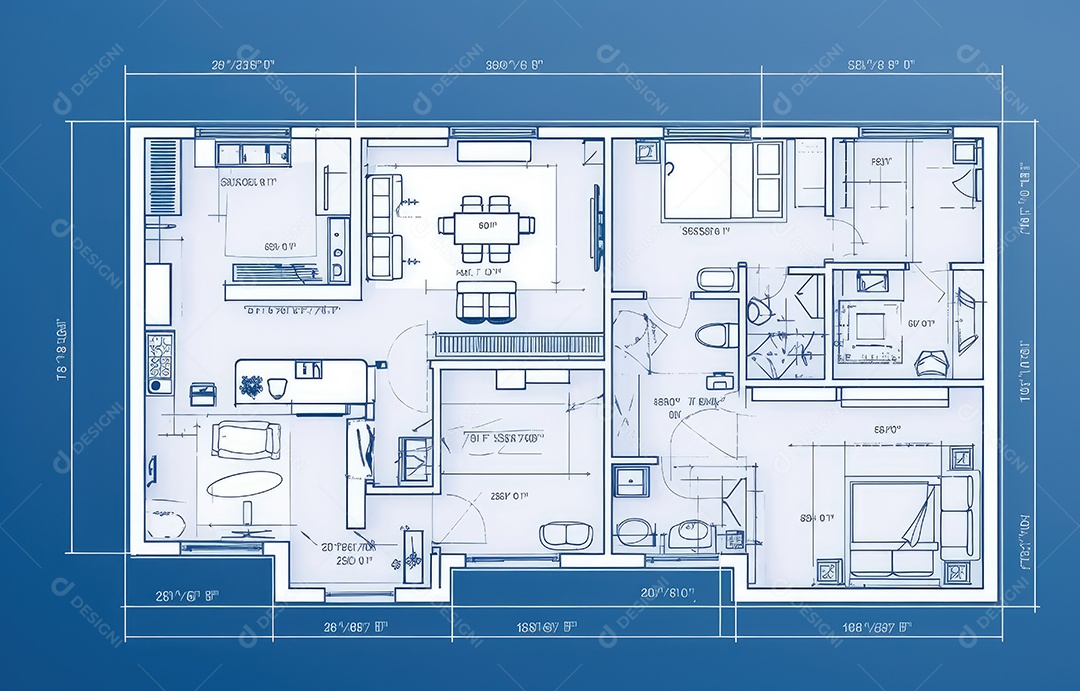 Design de interiores, projeto de casa e linha de plano de arquitetura de casa.