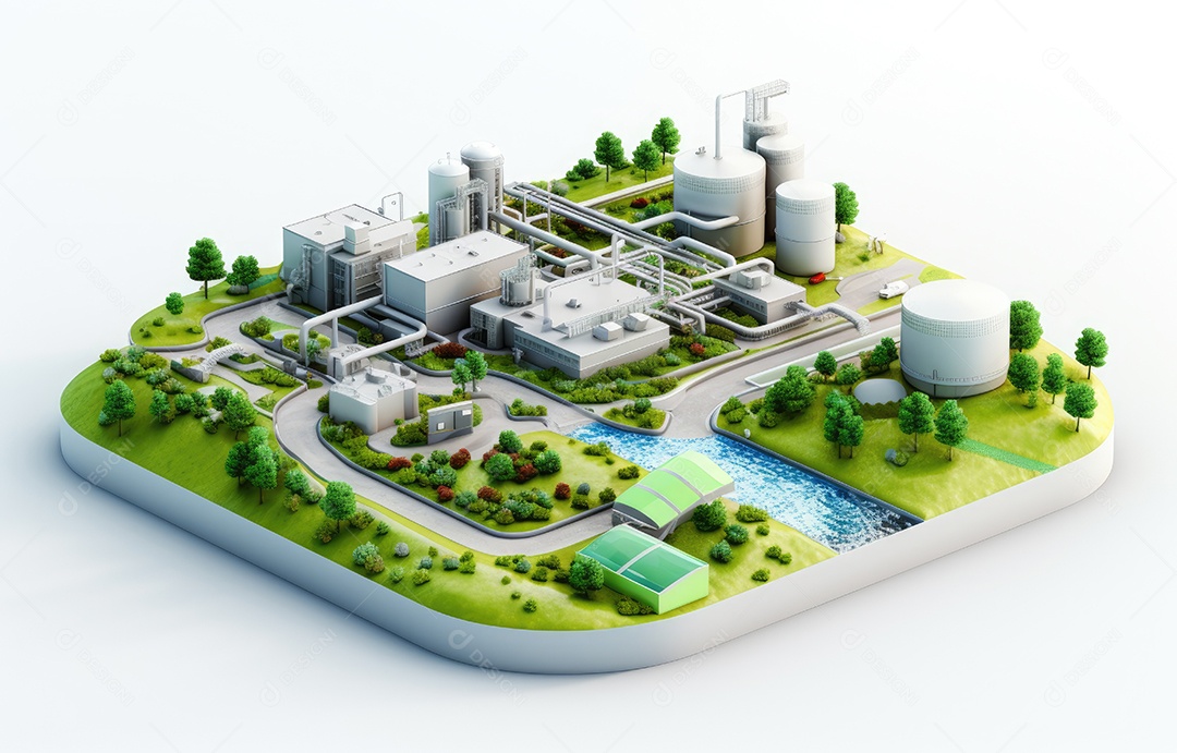 Processo de tratamento de águas residuais industriais em tratamento de esgoto ecológico de fábrica para salvar o conceito mundial