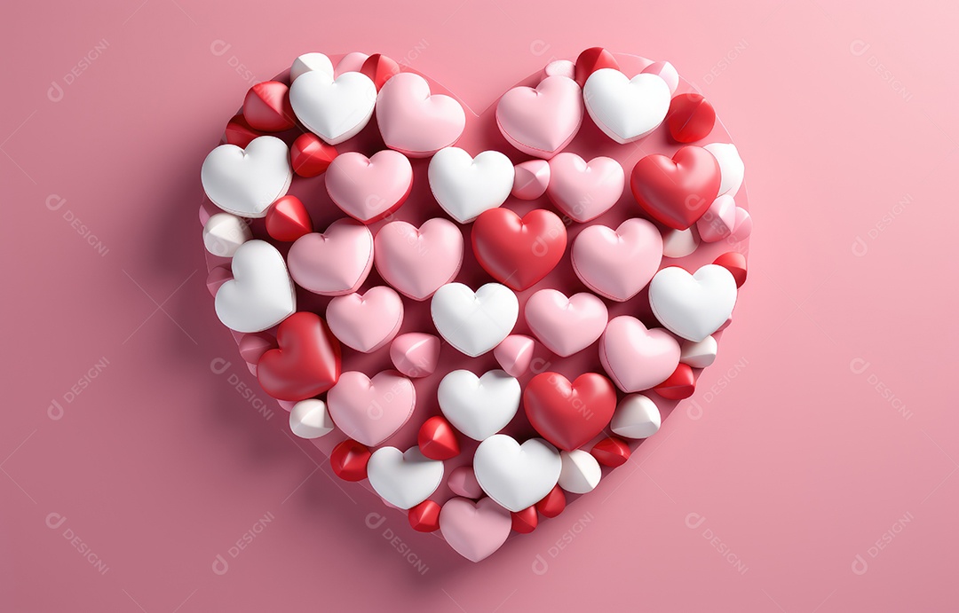 Feliz conceito de dia dos namorados com fundo de estilo de corte de papel em várias camadas. Fundo com corações cortados em papel.