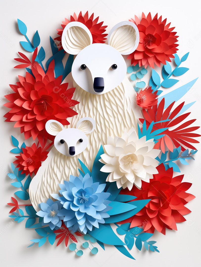 Feliz dia da Austrália com arte artesanal de corte de papel. Ícone do canguru da Austrália, coala. Conceito de design do dia da Austrália.