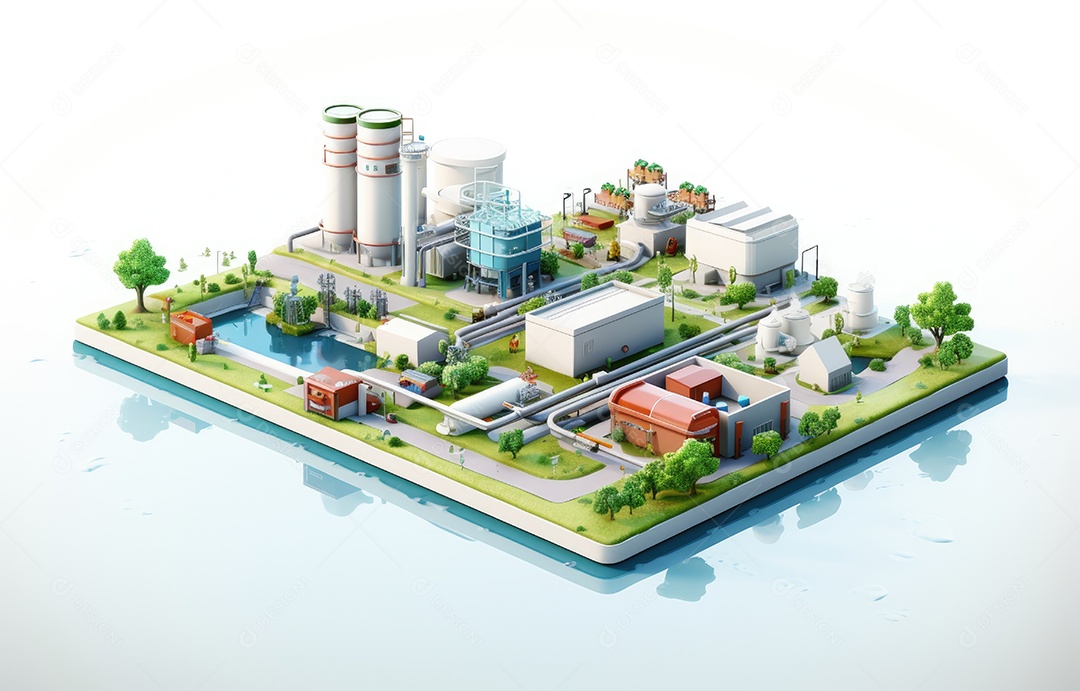 Processo de tratamento de águas residuais industriais em tratamento de esgoto ecológico de fábrica para salvar o conceito mundial