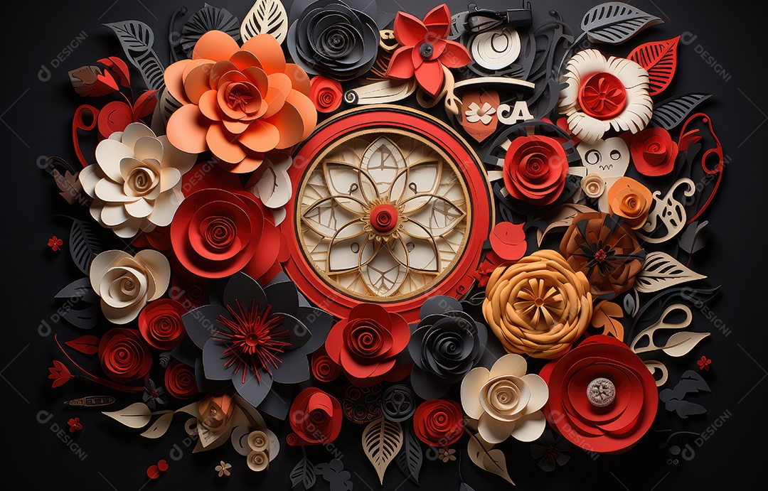 Feliz conceito de dia dos namorados com fundo de estilo de corte de papel em várias camadas. Fundo com corações cortados em papel.