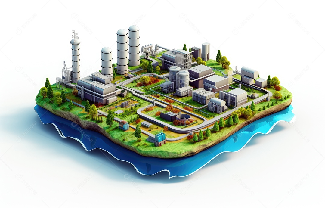 Processo de tratamento de águas residuais industriais em tratamento de esgoto ecológico de fábrica para salvar o conceito mundial