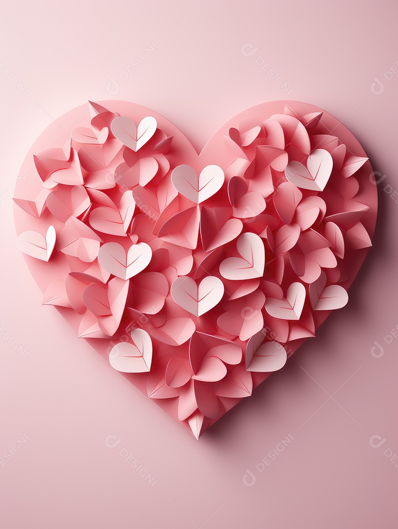 Feliz conceito de dia dos namorados com fundo de estilo de corte de papel em várias camadas. Design romântico para lua de mel. cartão de felicitações, pôster, banner.