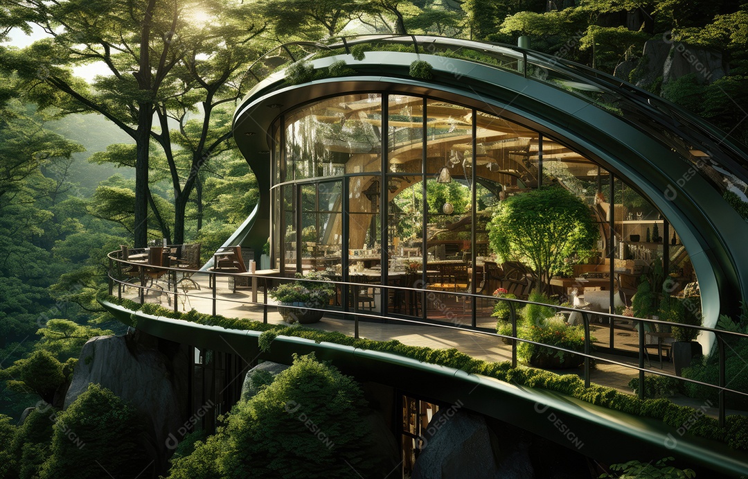 Empresa construindo floresta decorada, empresa verde conceito de carbono zero.