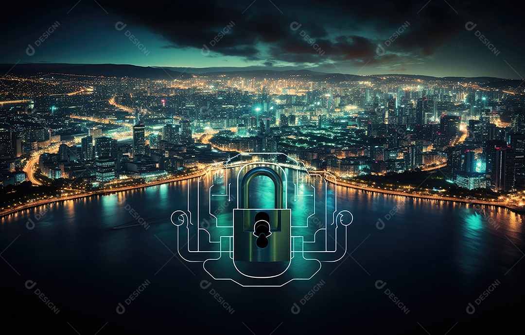 Ícone de cadeado com fechadura na segurança de dados pessoais Ilustra dados cibernéticos ou ideia de privacidade de informações