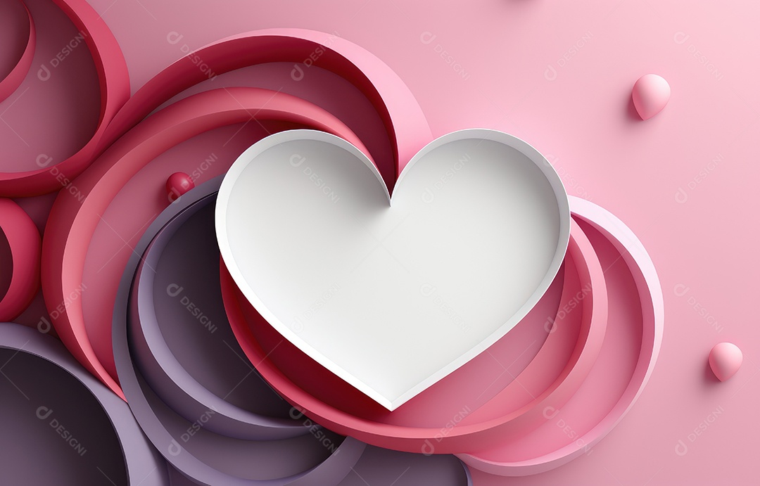 Corte de papel de Feliz Dia dos Namorados, coração com formato de coração de papel origami em fundo de cor pastel para cartão de felicitações