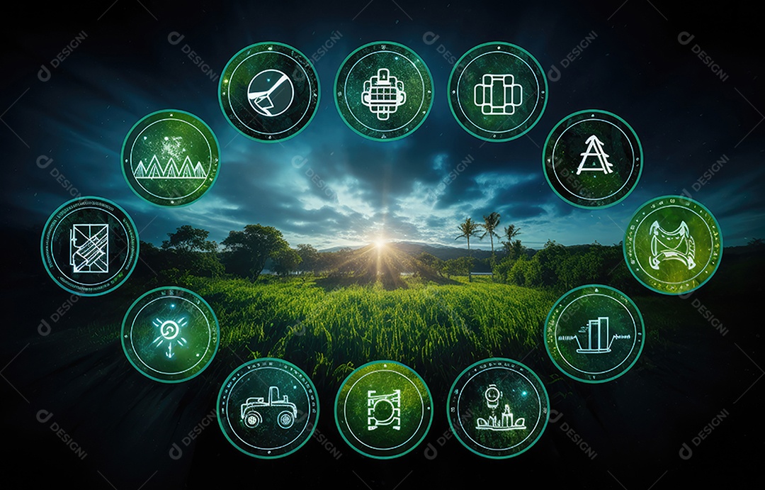 O globo verde com ícones de economia circular, economia para o crescimento futuro dos negócios e meio ambiente sustentável