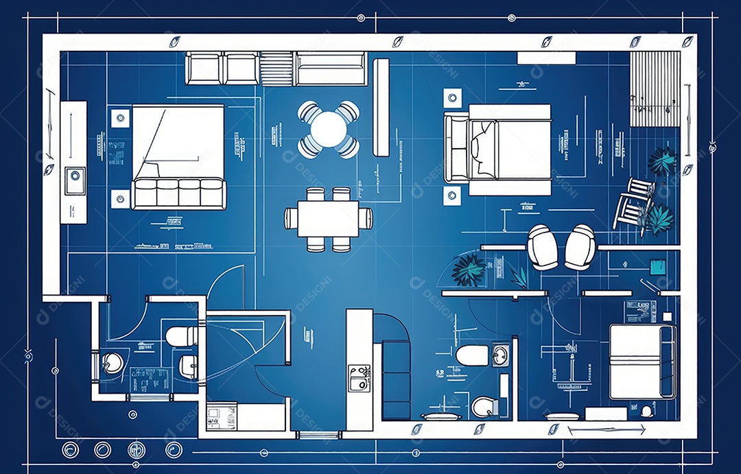 Design de interiores, projeto de casa e linha de plano de arquitetura de casa.