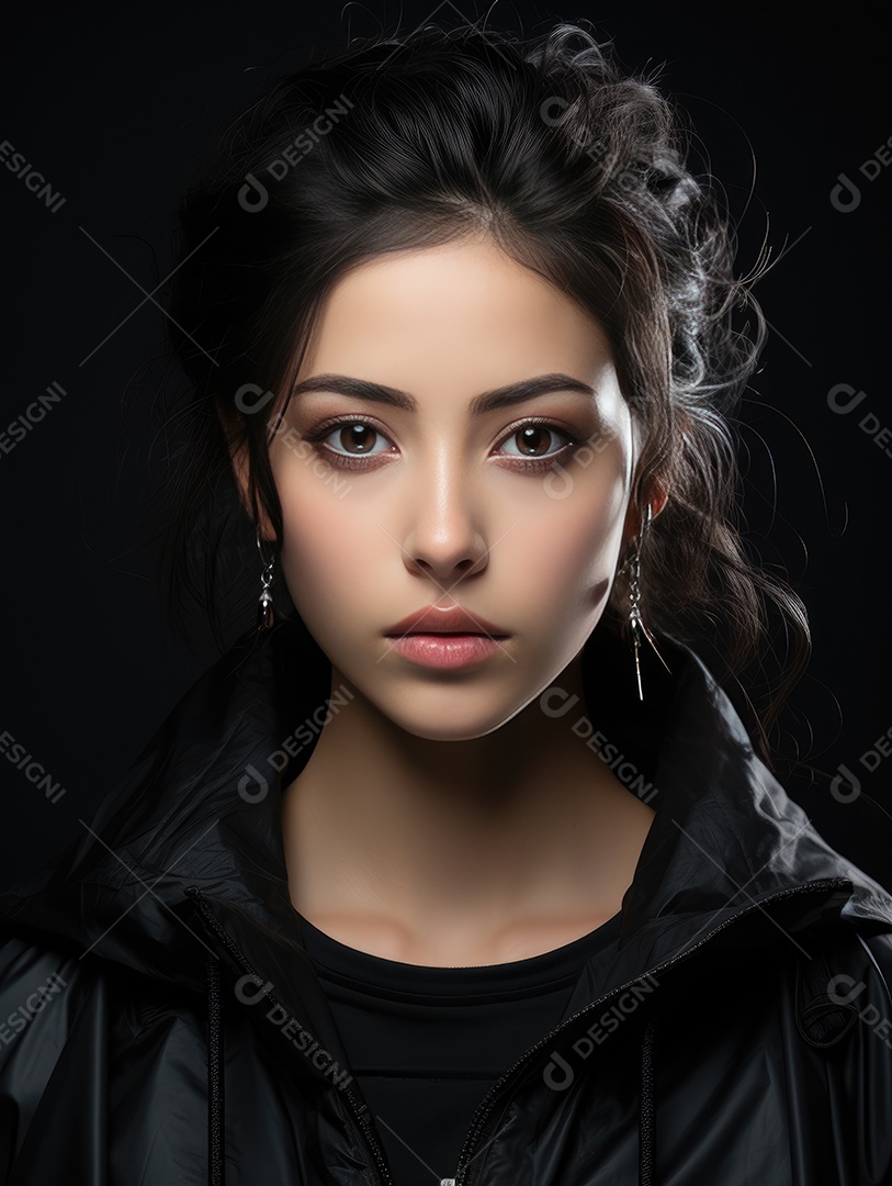 Fotografia de retrato de uma jovem mulher asiática bonita com maquiagem coreana