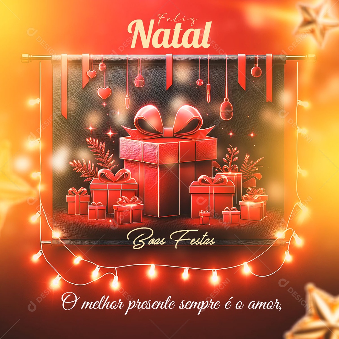 Social Media Feed Feliz Natal o Melhor Presente Sempre é o Amor PSD Editável