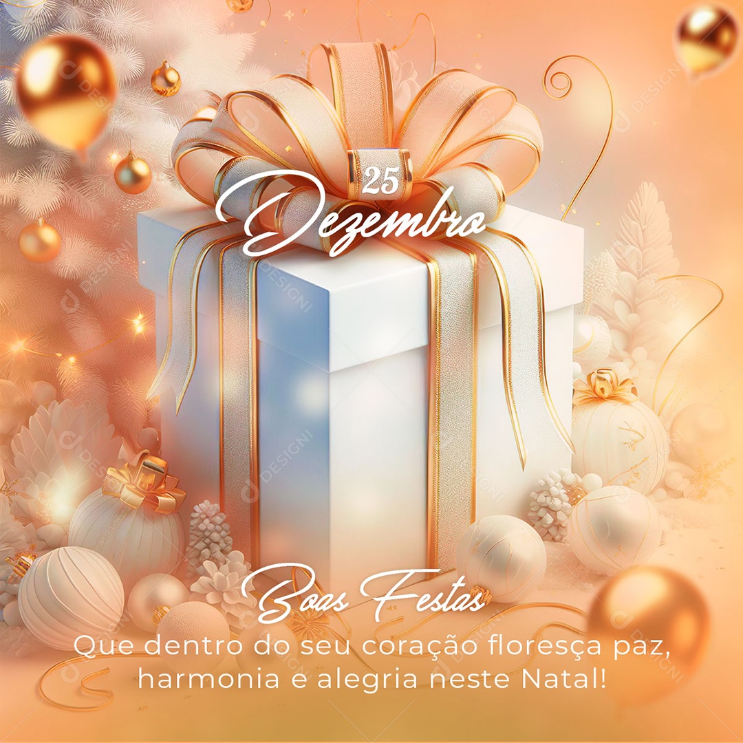 Feed 25 De Dezembro Harmonia e Alegria Neste Natal Social Media PSD Editável