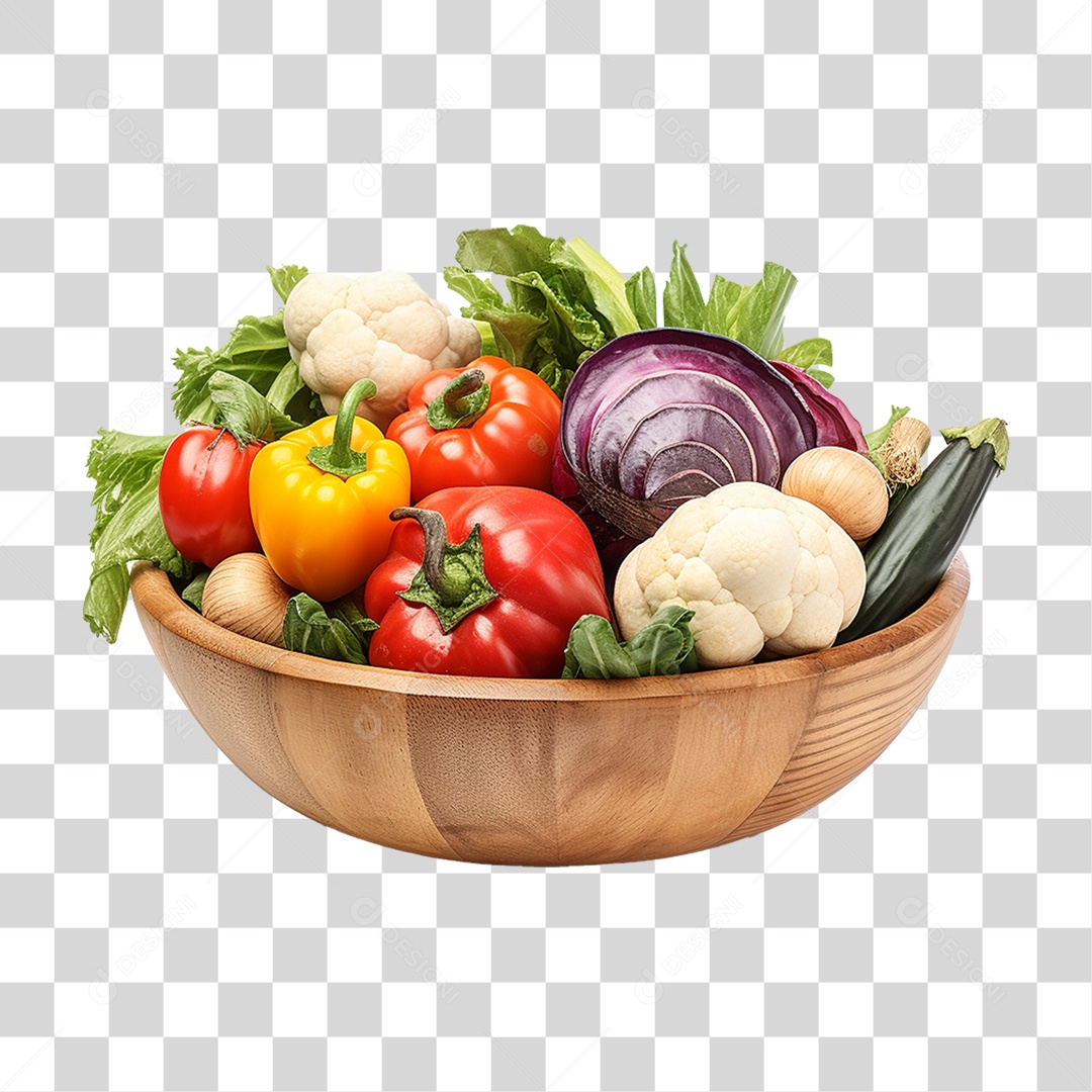 Tigela com Verduras Legumes e Vegetais PNG Transparente