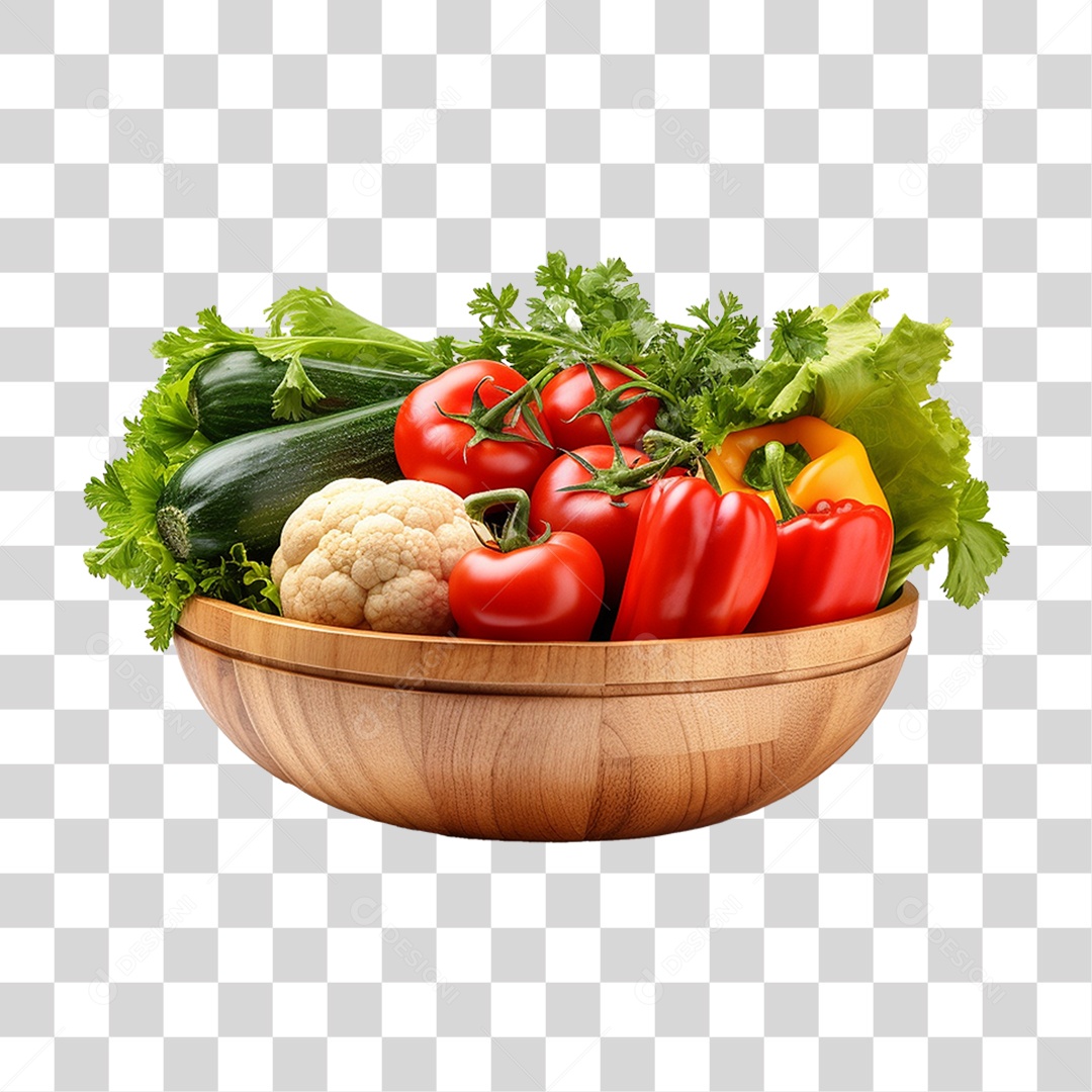 Tigela com Verduras Legumes e Vegetais PNG Transparente