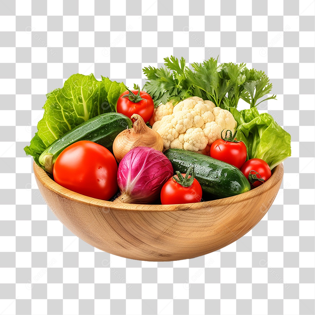 Tigela com Verduras Legumes e Vegetais PNG Transparente