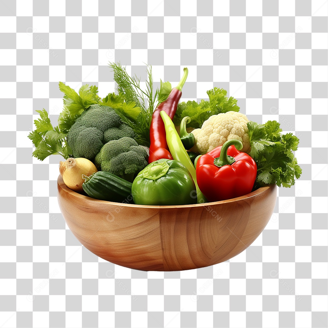 Tigela com Verduras Legumes e Vegetais PNG Transparente