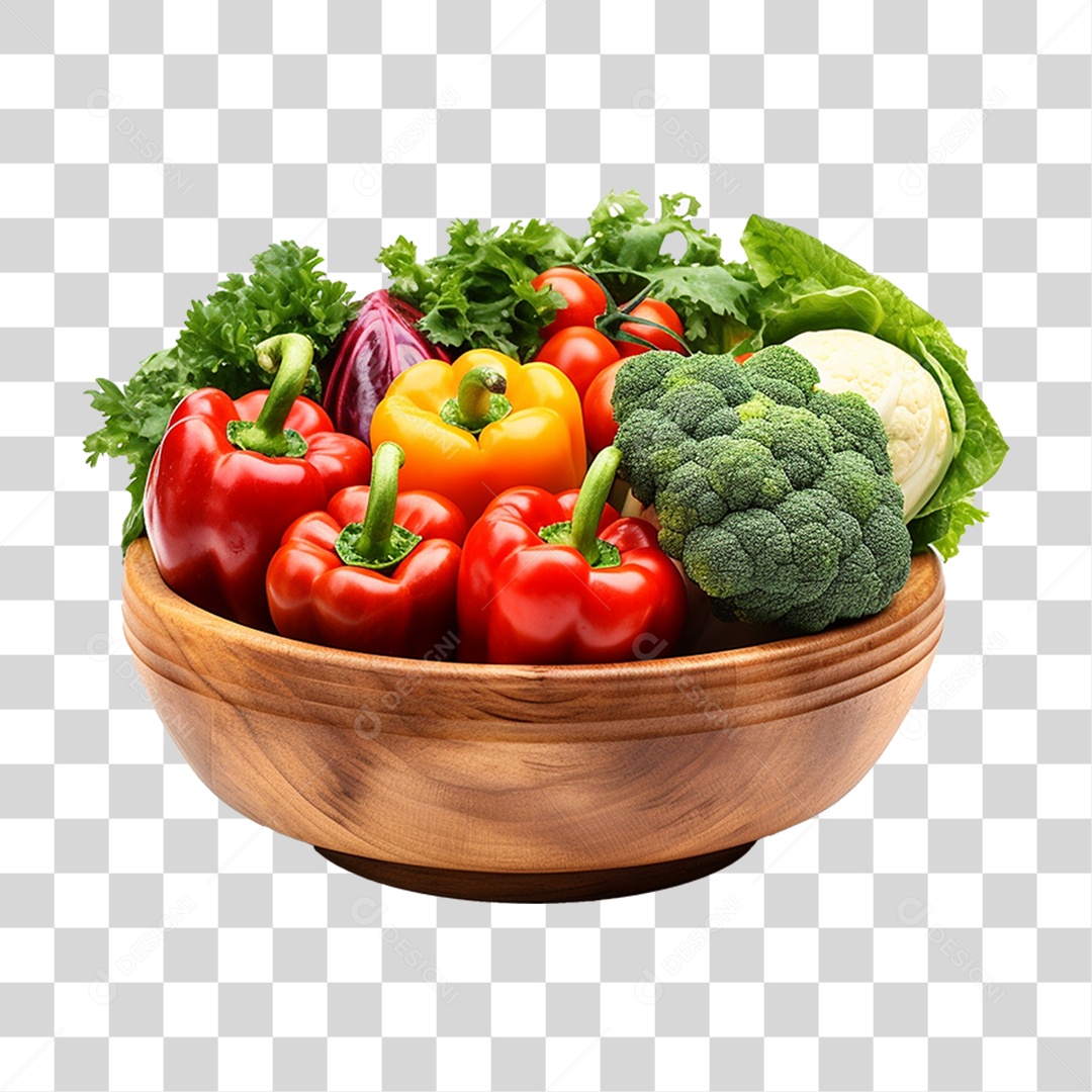 Tigela com Verduras Legumes e Vegetais PNG Transparente