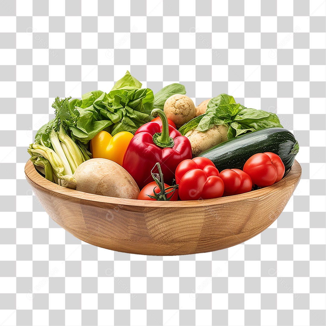 Tigela com Verduras Legumes e Vegetais PNG Transparente