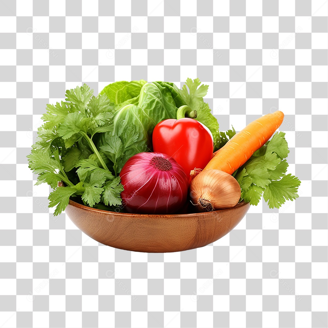 Tigela com Verduras Legumes e Vegetais PNG Transparente