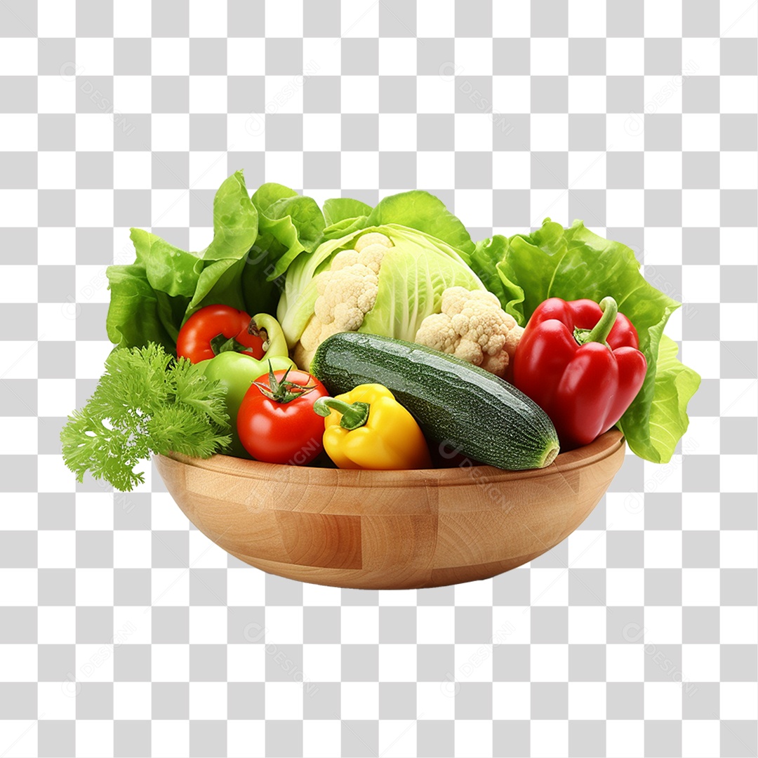 Tigela com Verduras Legumes e Vegetais PNG Transparente