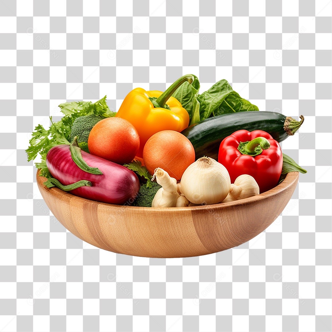 Tigela com Verduras Legumes e Vegetais PNG Transparente