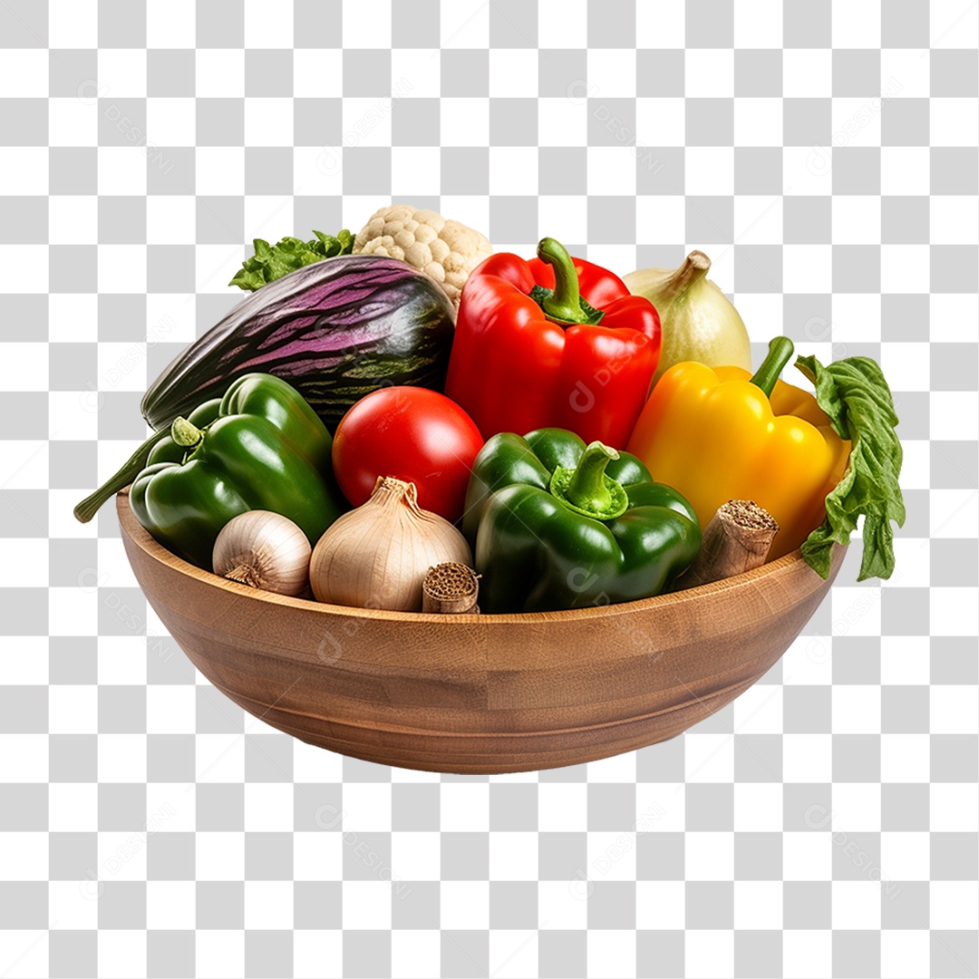 Tigela com Verduras Legumes e Vegetais PNG Transparente