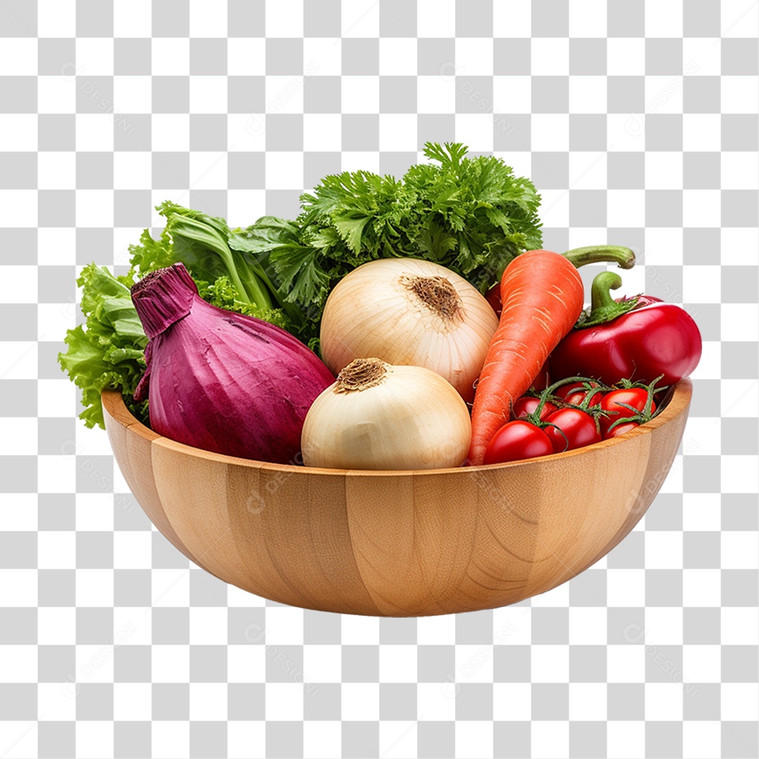 Tigela com Verduras Legumes e Vegetais PNG Transparente