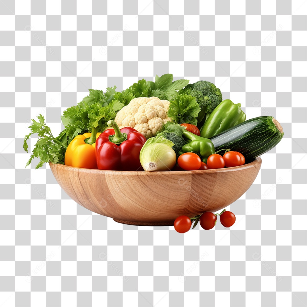 Tigela com Verduras Legumes e Vegetais PNG Transparente