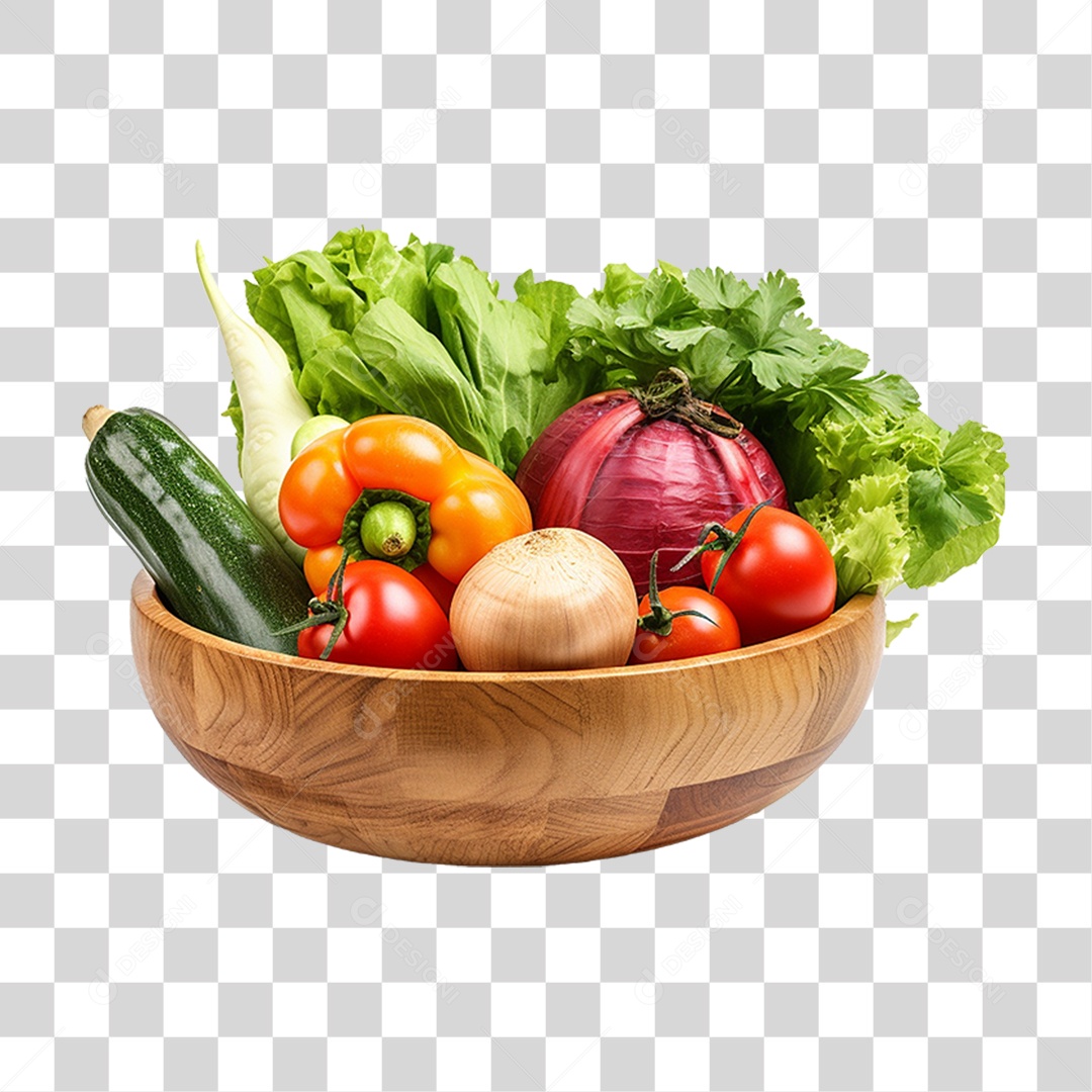 Tigela com Verduras Legumes e Vegetais PNG Transparente