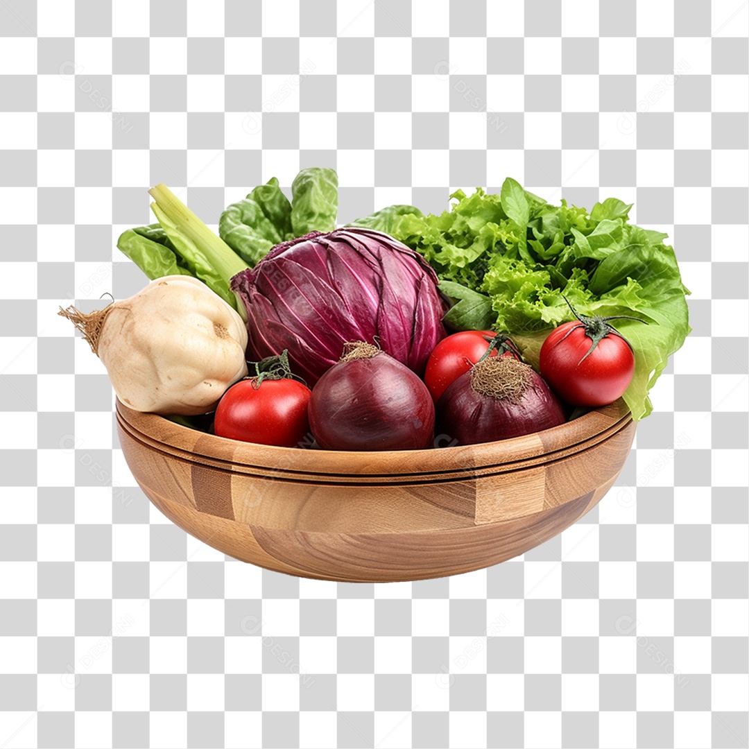 Tigela com Verduras Legumes e Vegetais PNG Transparente