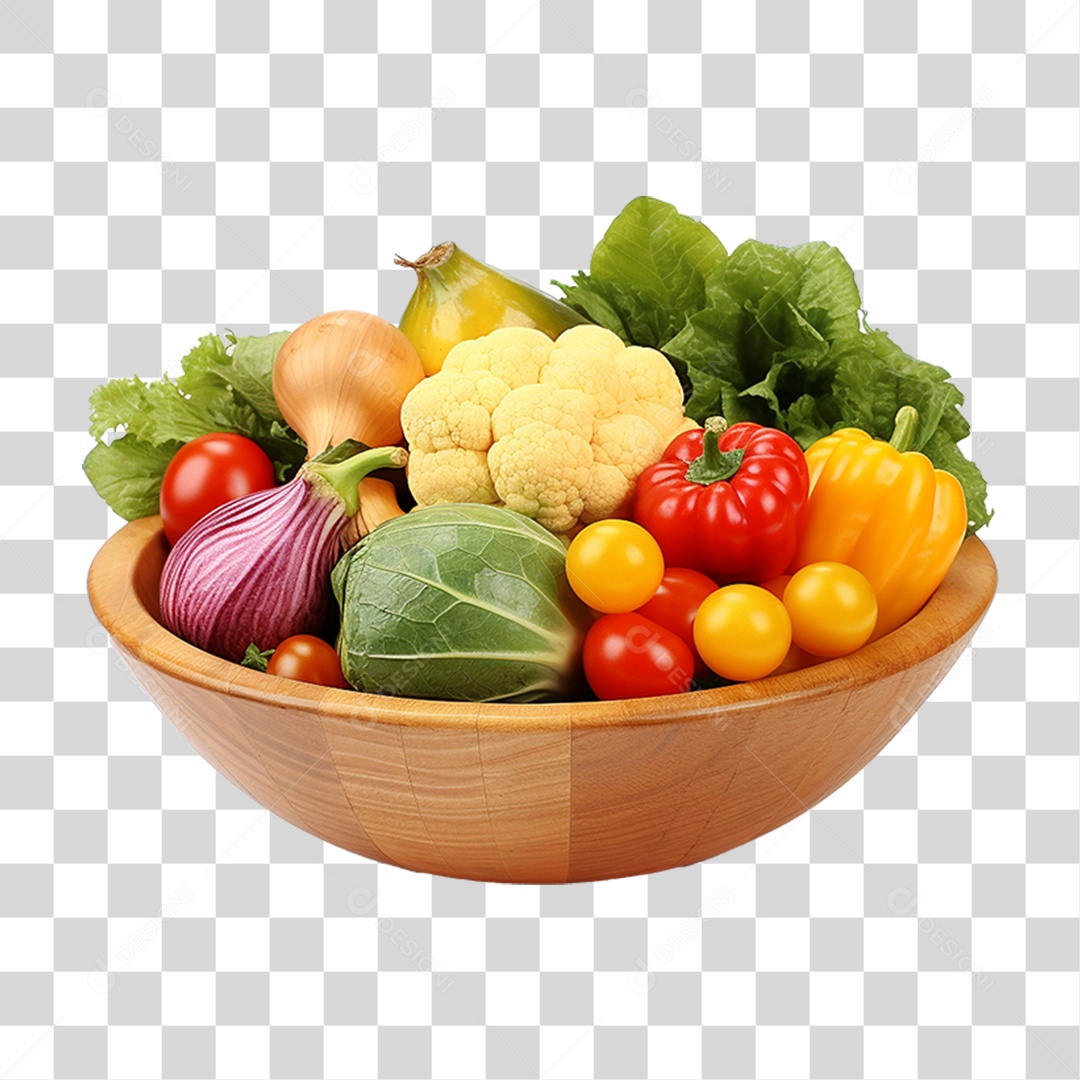 Tigela com Verduras Legumes e Vegetais PNG Transparente