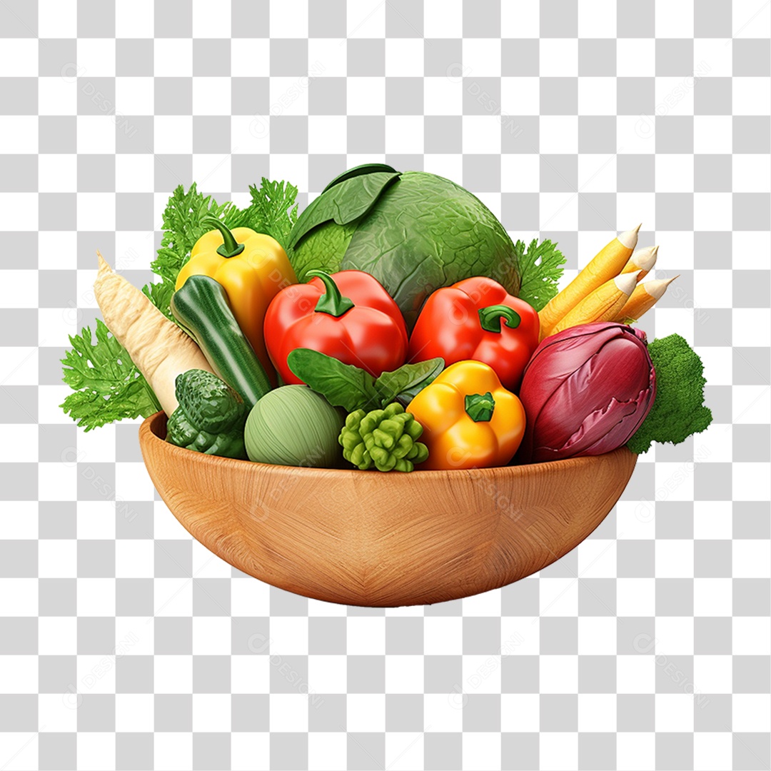 Tigela com Verduras Legumes e Vegetais PNG Transparente