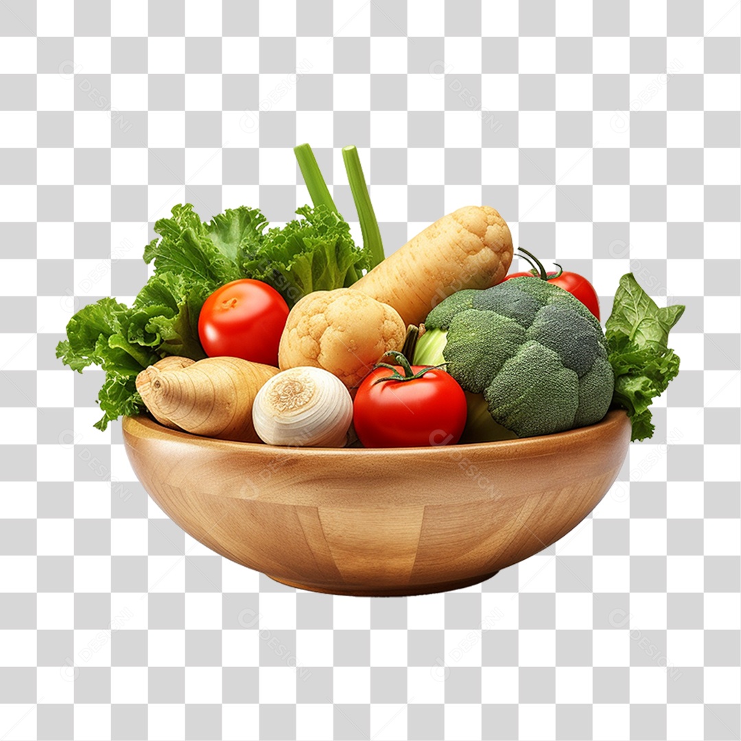 Tigela com Verduras Legumes e Vegetais PNG Transparente