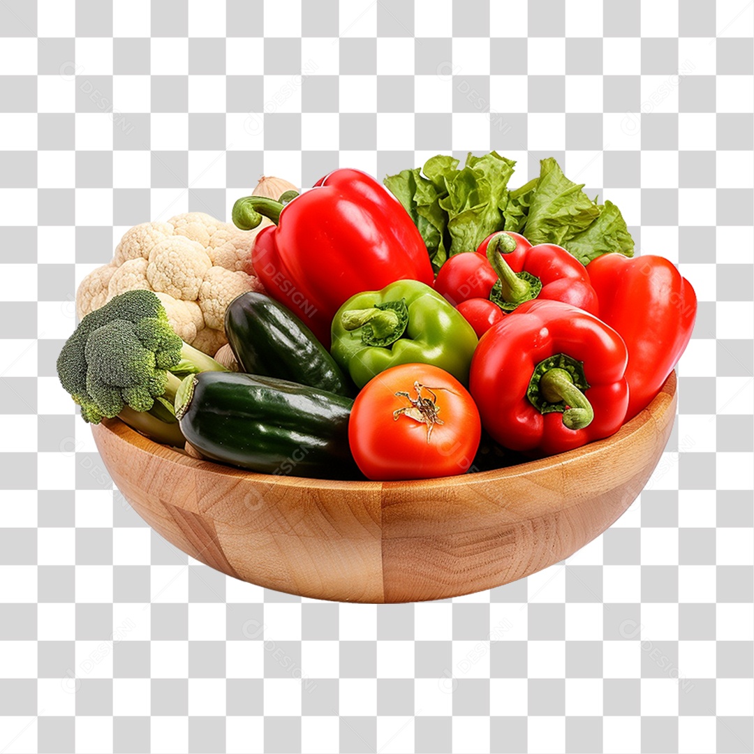 Tigela com Verduras Legumes e Vegetais PNG Transparente