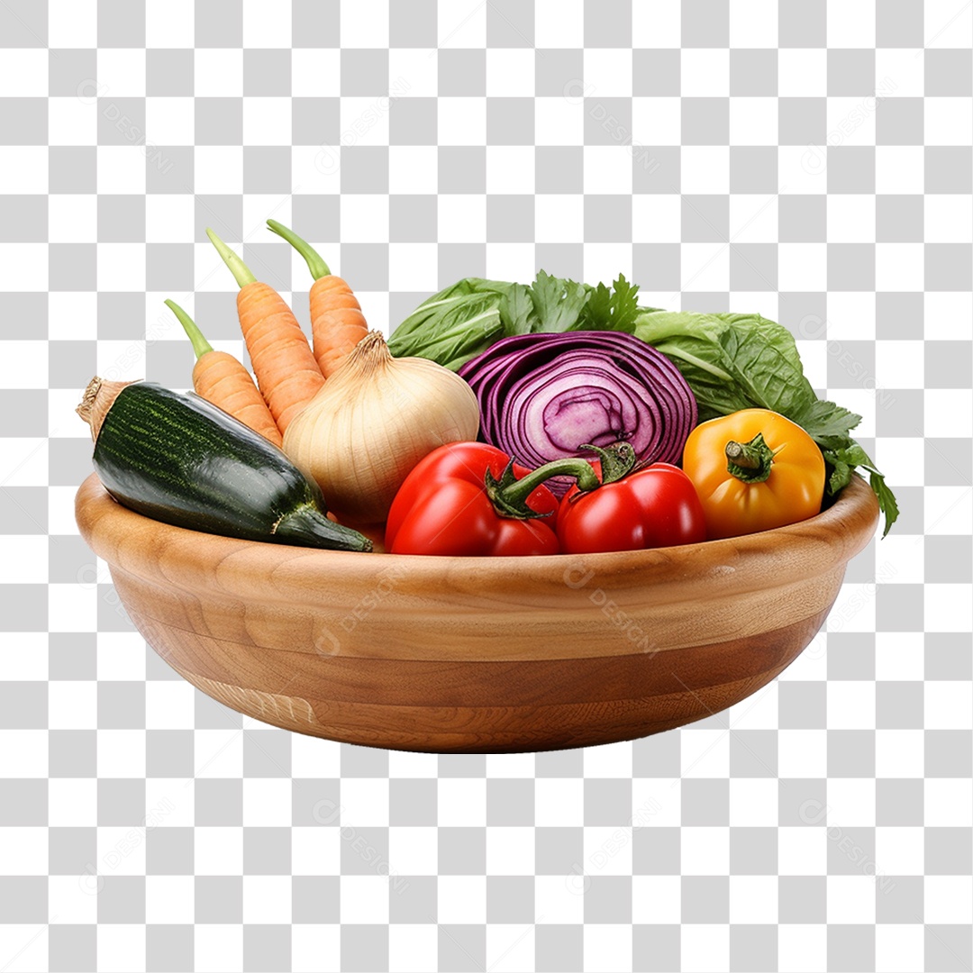Tigela com Verduras Legumes e Vegetais PNG Transparente