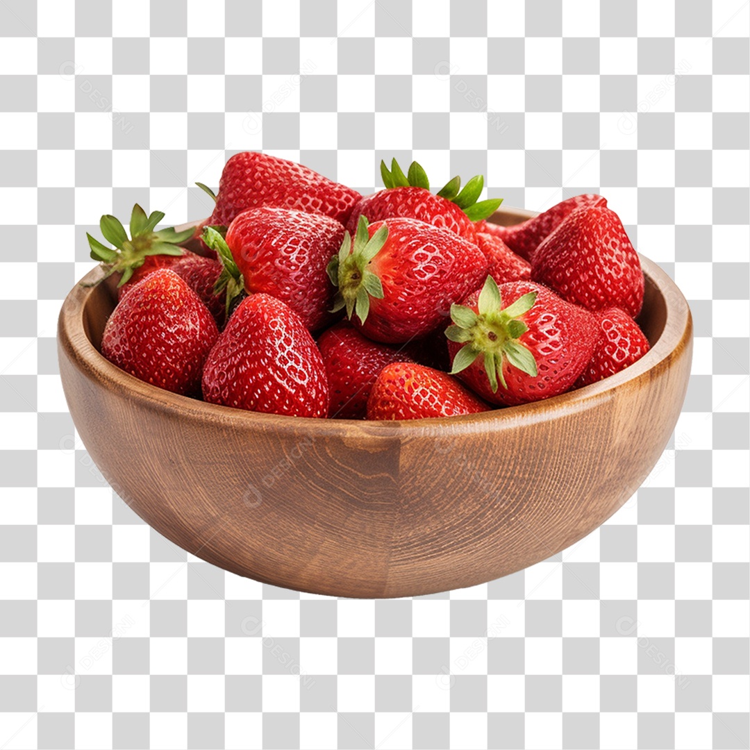 Vasilha com Frutas Morangos PNG Transparente