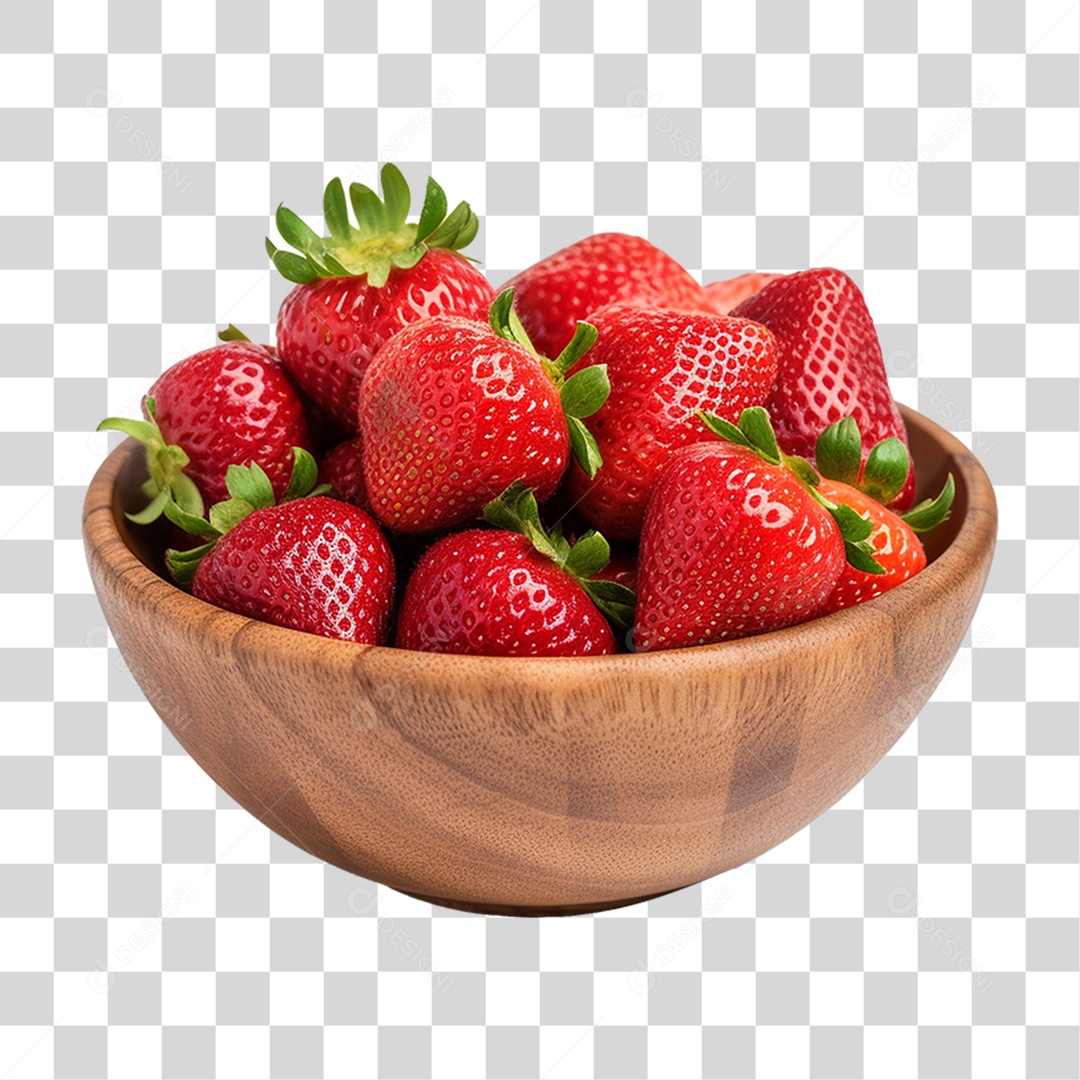 Vasilha com Frutas Morangos PNG Transparente