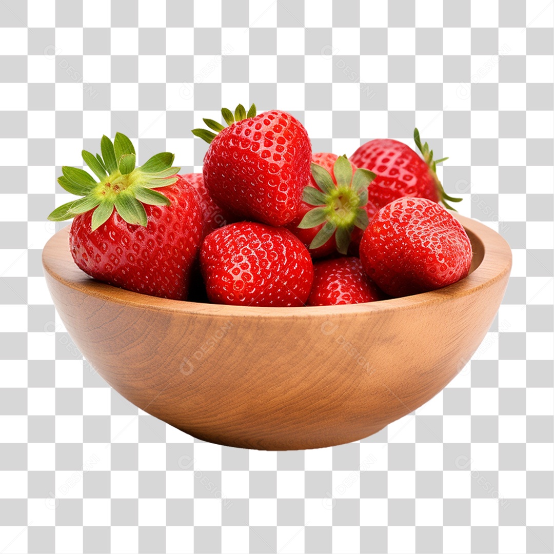 Vasilha com Frutas Morangos PNG Transparente