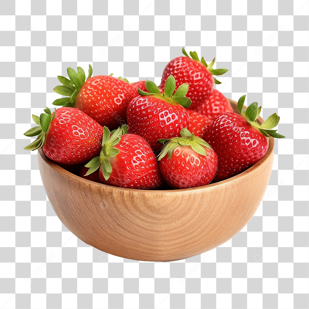 Vasilha com Frutas Morangos PNG Transparente