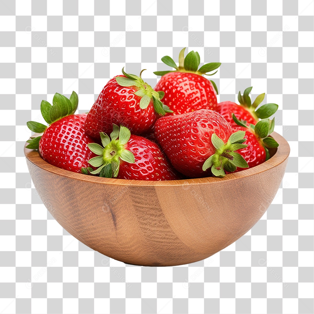 Vasilha com Frutas Morangos PNG Transparente