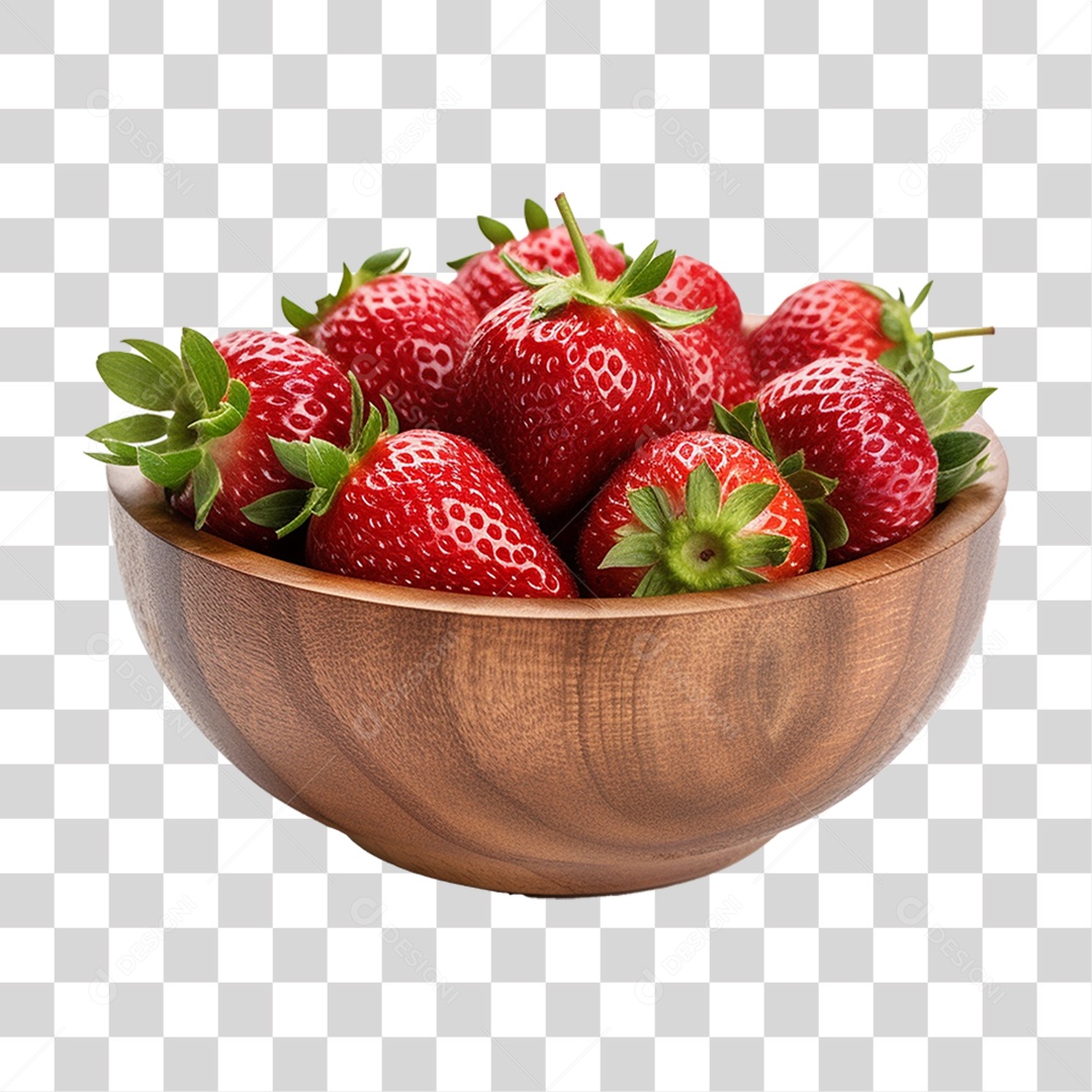 Vasilha com Frutas Morangos PNG Transparente