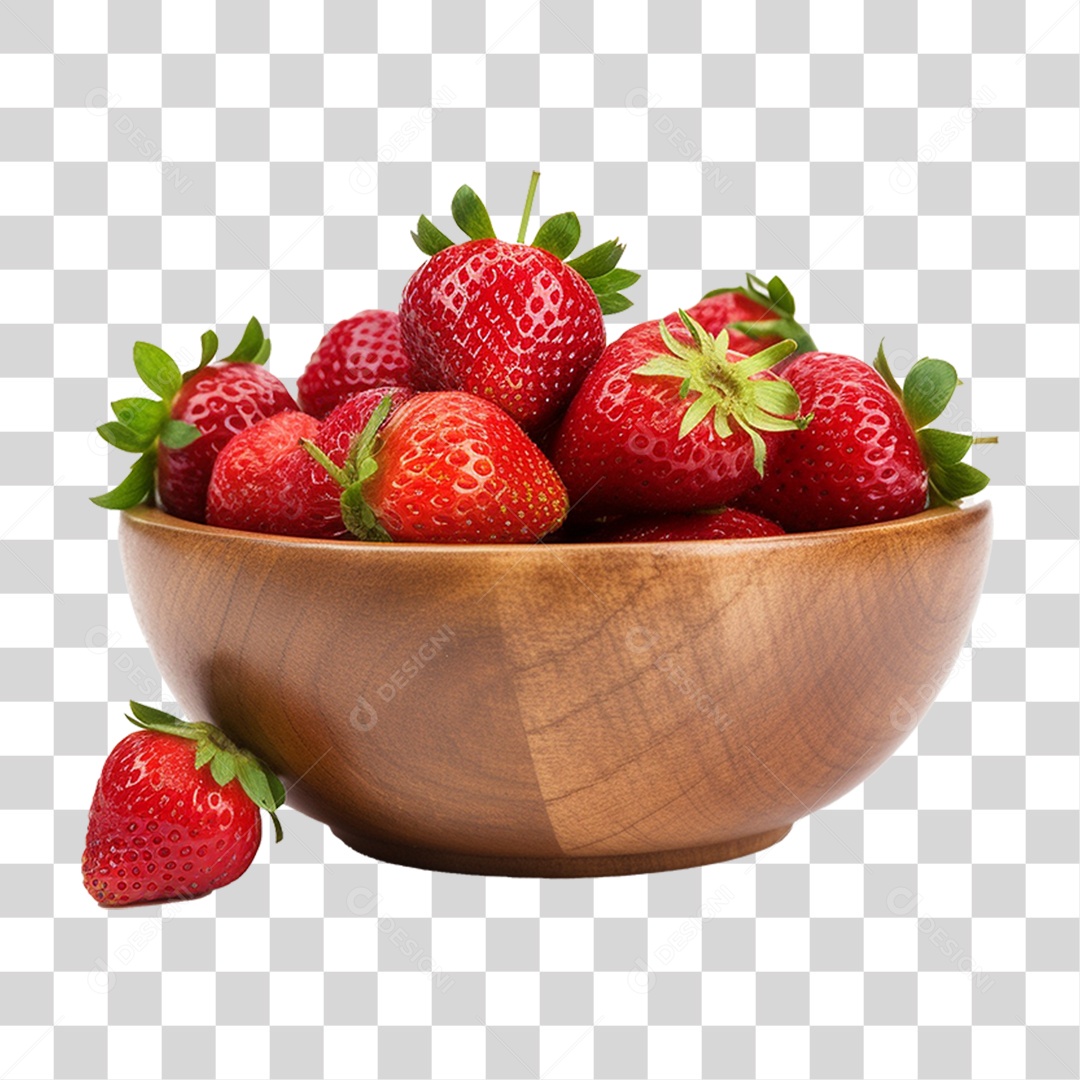 Vasilha com Frutas Morangos PNG Transparente