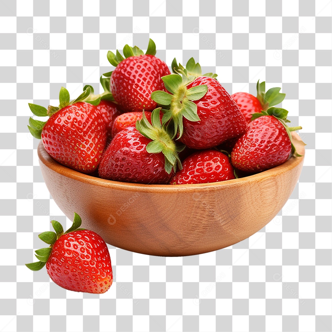 Vasilha com Frutas Morangos PNG Transparente