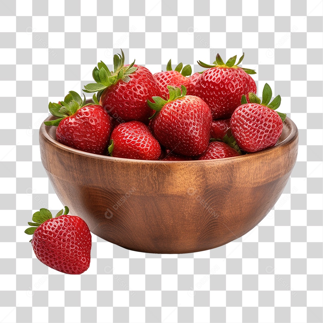 Vasilha com Frutas Morangos PNG Transparente