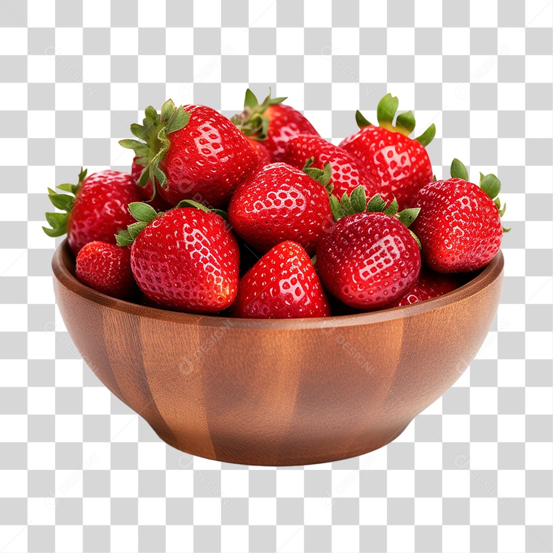 Vasilha com Frutas Morangos PNG Transparente