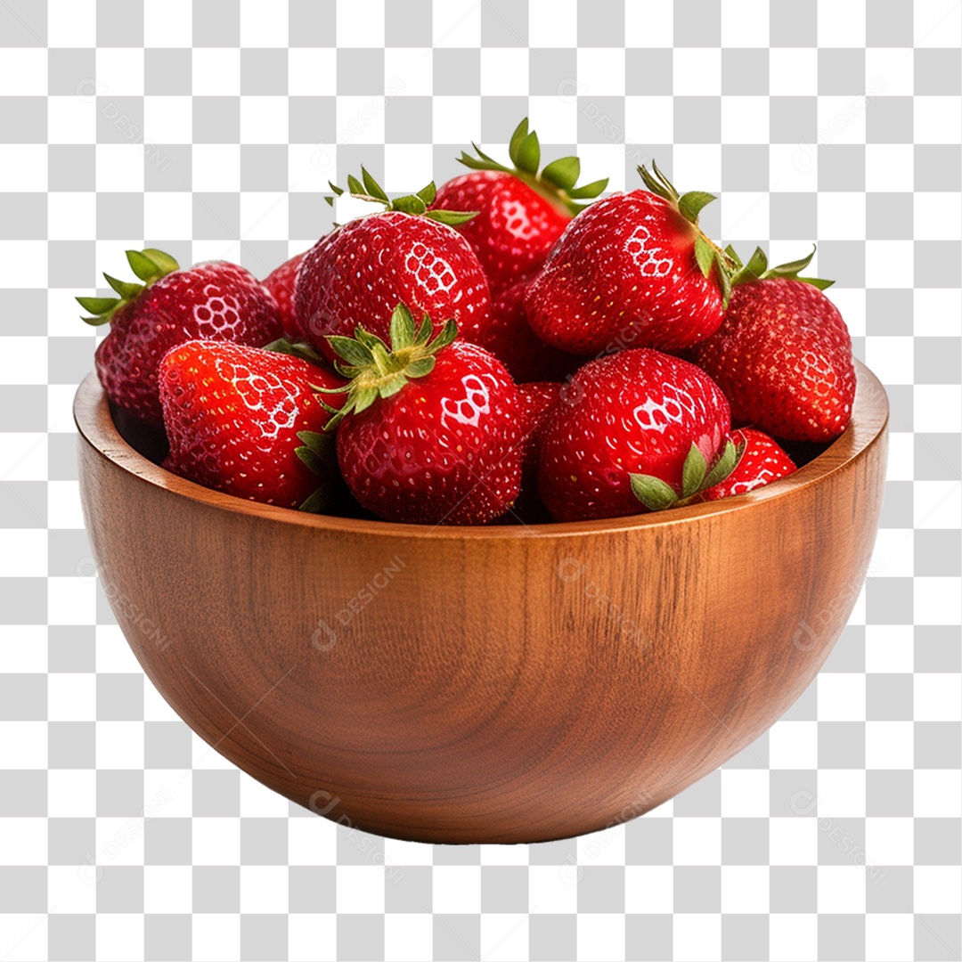 Vasilha com Frutas Morangos PNG Transparente