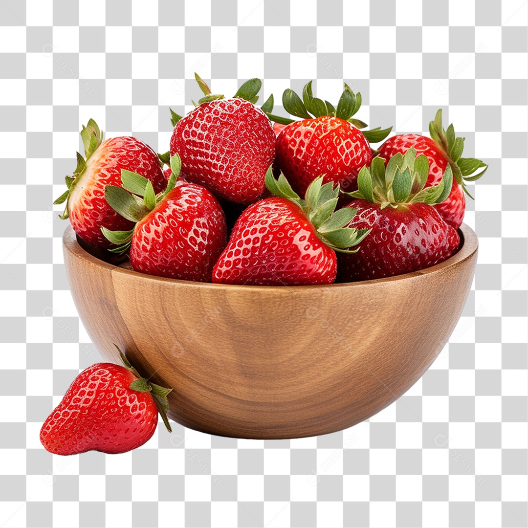 Vasilha com Frutas Morangos PNG Transparente